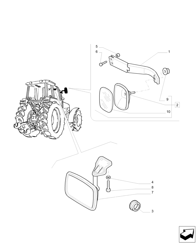 Схема запчастей Case IH PUMA 200 - (90.118.BM) - REAR-VIEW MIRRORS (90) - PLATFORM, CAB, BODYWORK AND DECALS