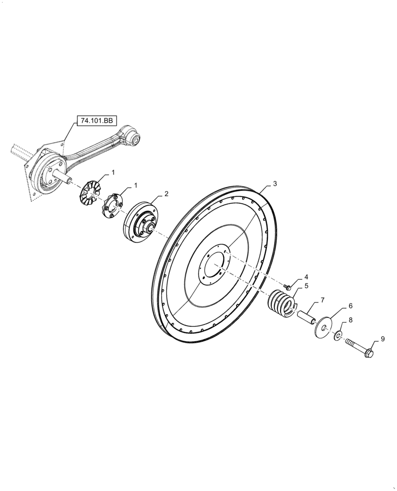 Схема запчастей Case IH 6140 - (74.101.AL) - SHAKER DRIVE PULLEY (74) - CLEANING