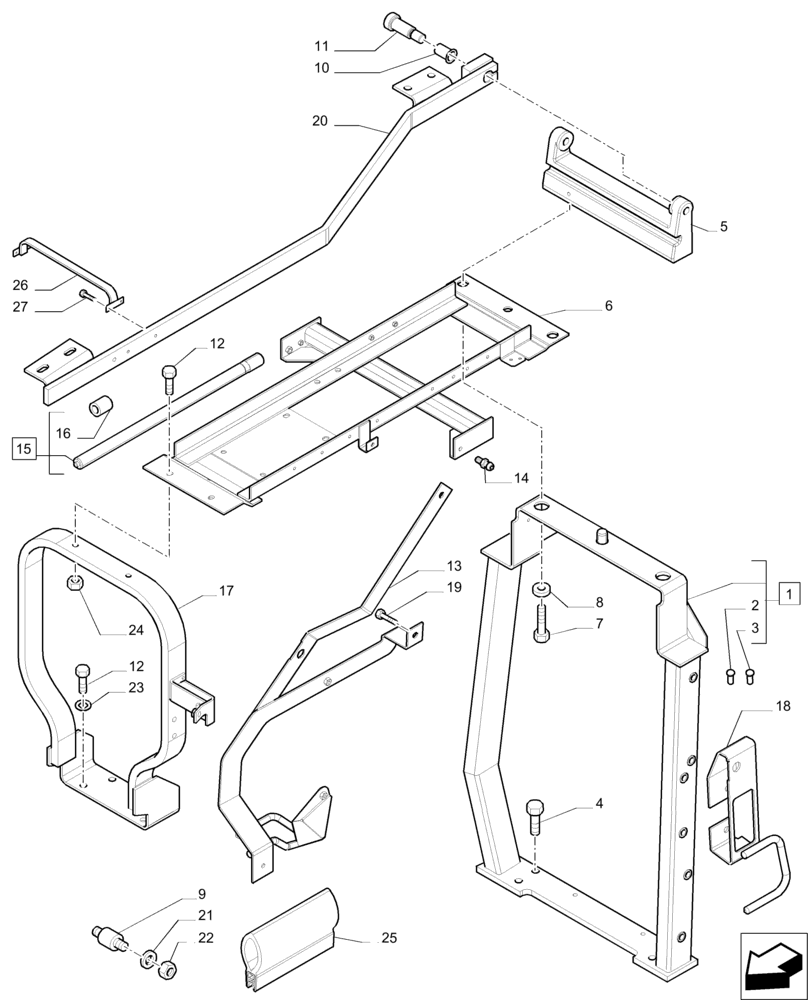 Схема запчастей Case IH PUMA 200 - (90.100.AU[03]) - HOOD - SUPPORTS (90) - PLATFORM, CAB, BODYWORK AND DECALS