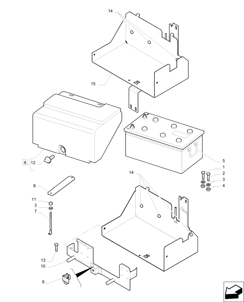 Схема запчастей Case IH PUMA 200 - (55.302.AG) - BATTERY, COVERS AND RELATED SUPPORTS (55) - ELECTRICAL SYSTEMS