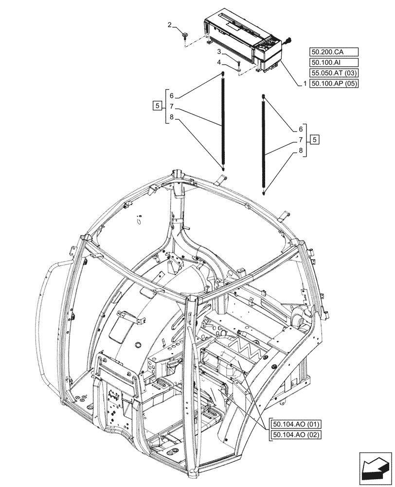 Схема запчастей Case IH PUMA 150 - (50.100.AP[04]) - VAR - 758131, 758133, 758265, 758666, 758667, 758668, 758669, 759265 - AIR CONDITIONING WITH ATC, AIR CONDITIONER (50) - CAB CLIMATE CONTROL