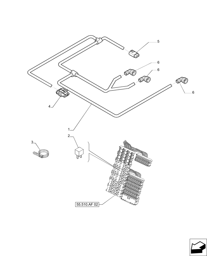 Схема запчастей Case IH PUMA 215 - (55.032.AC[02]) - PNEUMATIC TRAILER AIR BRAKE - HARNESS - CANE VERSION (55) - ELECTRICAL SYSTEMS