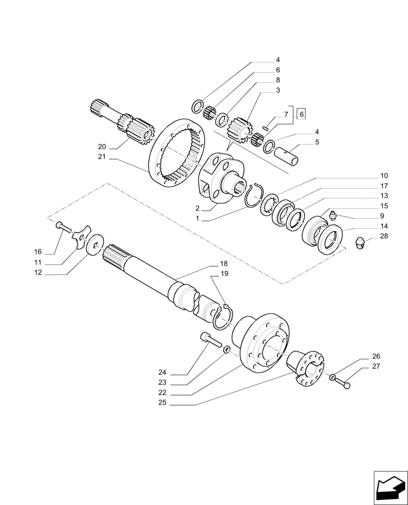 Схема запчастей Case IH PUMA 200 - (27.100.AR[02]) - BAR AXLE 98" AND 112" FINAL DRIVE (27) - REAR AXLE SYSTEM