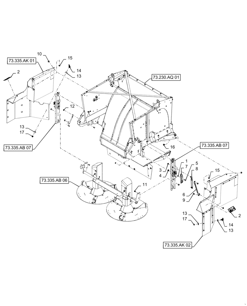 Схема запчастей Case IH 9230 - (73.335.AB[05]) - VAR - 425488 - CHAFF SPREADER, HORIZONTAL, ASN YDG222003 (73) - RESIDUE HANDLING