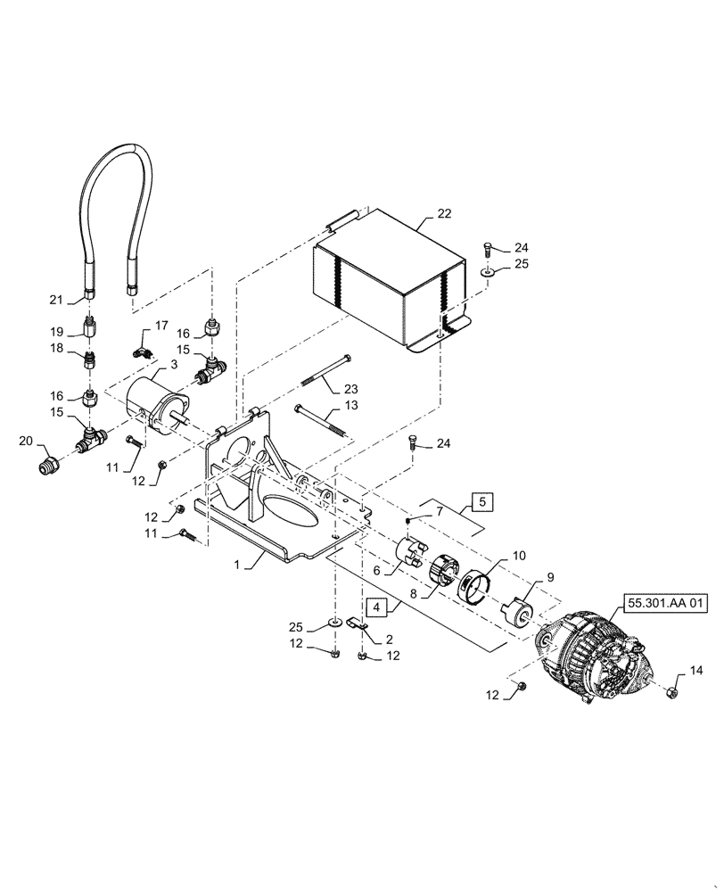 Схема запчастей Case IH 4585 - (35.440.BD[01]) - ALTERNATOR HYDRAULIC MOTOR (35) - HYDRAULIC SYSTEMS