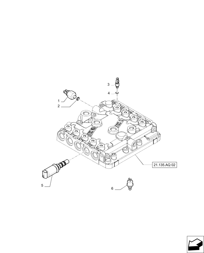 Схема запчастей Case IH PUMA 215 - (55.024.AH) - TRANSMISSION TOP COVER CONTROL VALVE SWITCHES AND SOLENOID VALVES (55) - ELECTRICAL SYSTEMS