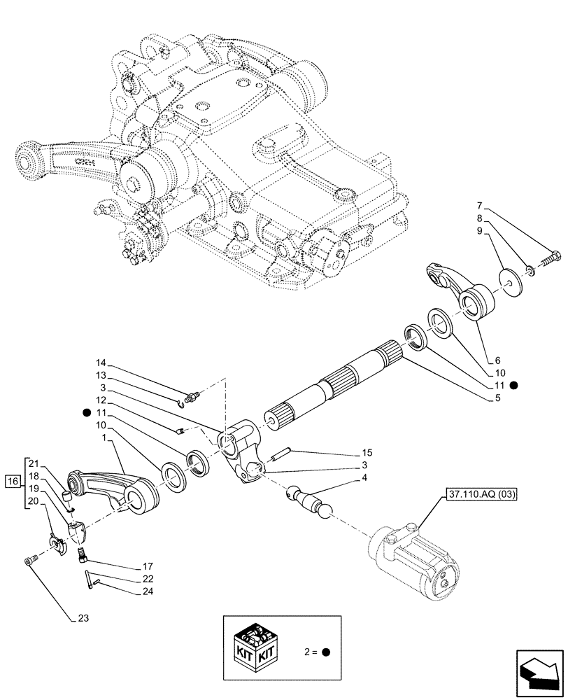 Схема запчастей Case IH FARMALL 120C - (37.110.AI[05]) - VAR - 743595 - REAR, HYDRAULIC LIFT, ARM (37) - HITCHES, DRAWBARS & IMPLEMENT COUPLINGS