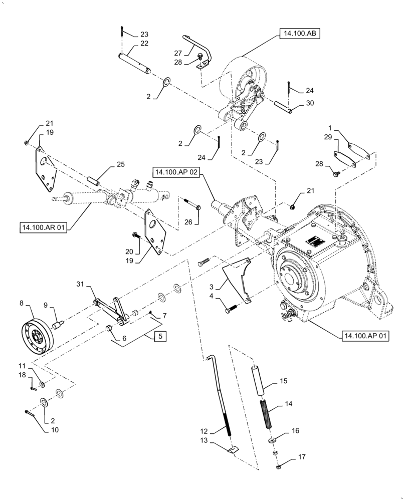 Схема запчастей Case IH AF4077 - (14.100.BH [02]) - PTO, DRIVE BELT, INSTALLATION (14) - MAIN GEARBOX & DRIVE