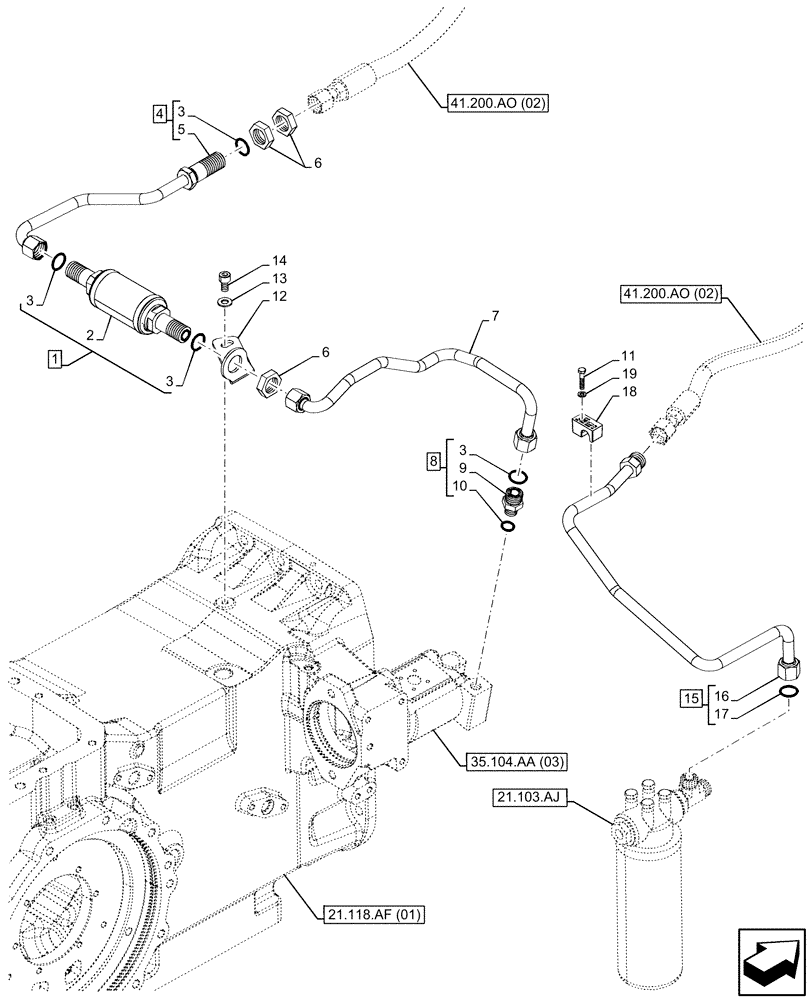 Схема запчастей Case IH MAXXUM 135 - (41.200.AL[02]) - VAR - 391828 - HYDRAULIC STEERING, OIL FILTER (41) - STEERING