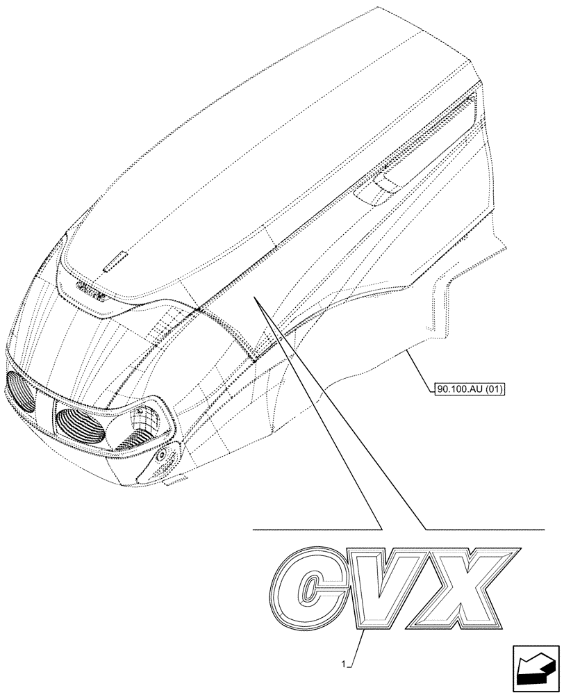 Схема запчастей Case IH MAXXUM 115 - (90.108.AB[07]) - VAR - 392208, 744940 - MODEL IDENTIFICATION DECAL (90) - PLATFORM, CAB, BODYWORK AND DECALS