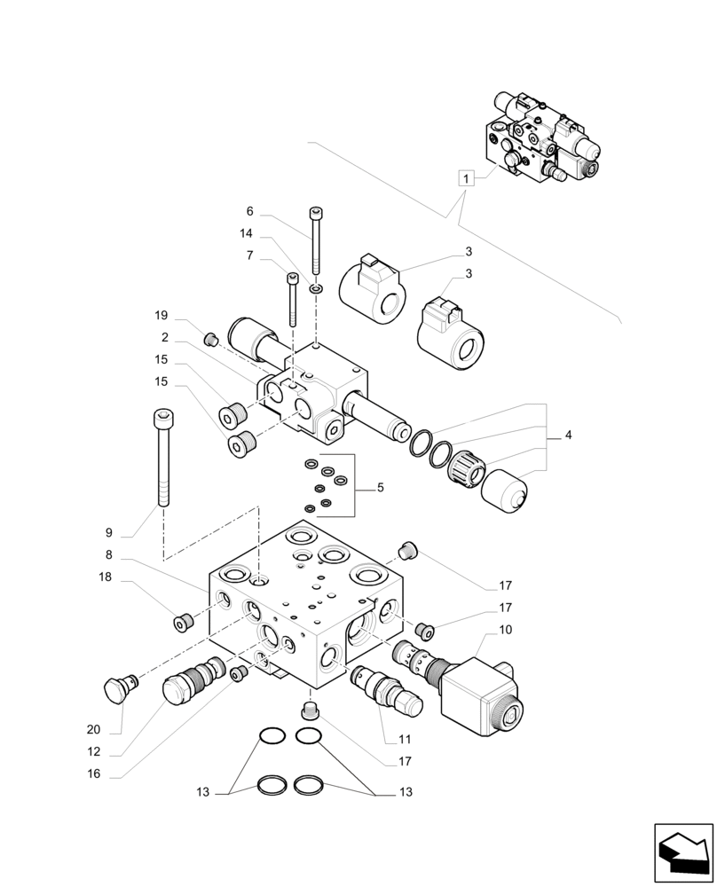 Схема запчастей Case IH PUMA 230 - (41.432.AB) - AUTOGUIDANCE VALVES - BREAKDOWN (41) - STEERING