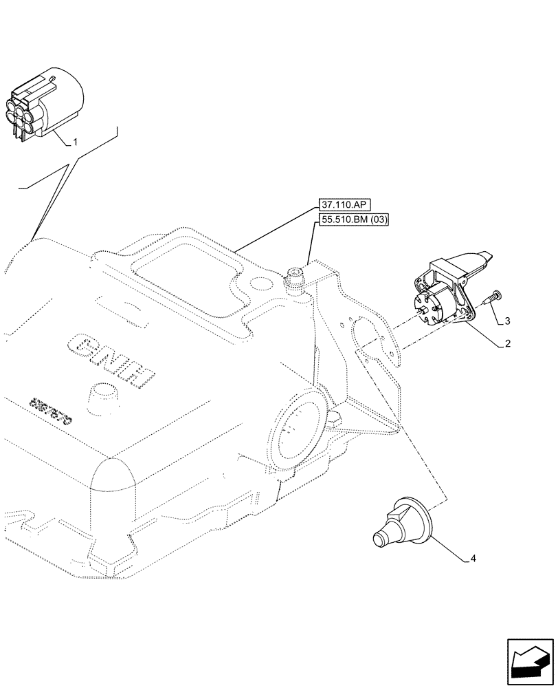 Схема запчастей Case IH MAXXUM 145 - (55.510.BM[17]) - VAR - 743726 - CAB, POWER SOCKET, 12V, BOOT (55) - ELECTRICAL SYSTEMS