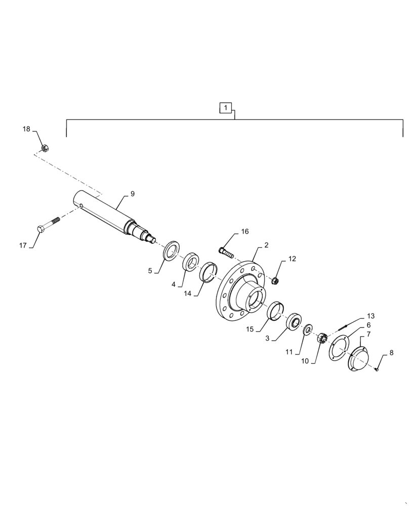 Схема запчастей Case IH 4955 - (44.532.AE[01]) - 555, 580 BUSHEL FRONT AXLE SPINDLE ASSY (44) - WHEELS