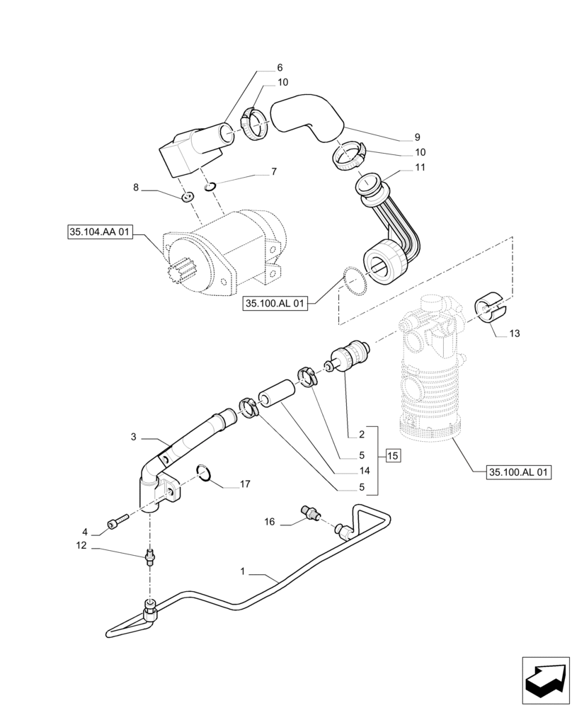 Схема запчастей Case IH PUMA 215 - (35.104.AF[01]) - PUMPS FOR HYDRAULIC SYSTEM AND LIFT - PUMPS (35) - HYDRAULIC SYSTEMS