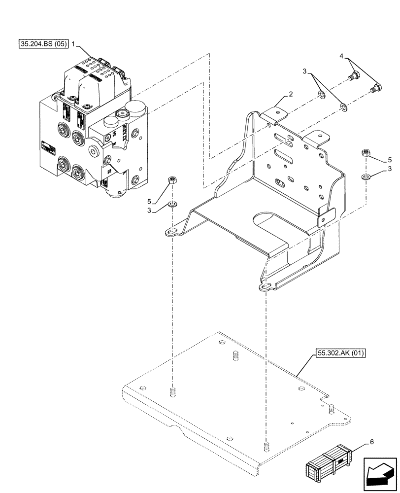 Схема запчастей Case IH MAXXUM 145 - (35.204.BS[04]) - VAR - 743689, 758352, 758353 - 2 MID-MOUNT CONTROL VALVES, ELECTRICAL, SUPPORT (35) - HYDRAULIC SYSTEMS