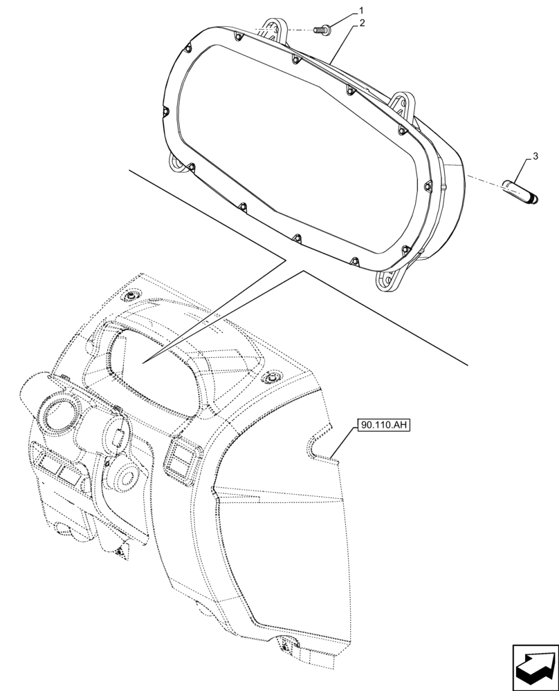 Схема запчастей Case IH FARMALL 110C - (55.408.CA[03]) - VAR - 340188, 743552 - INSTRUMENT CLUSTER, HI-LO, W/O CAB (55) - ELECTRICAL SYSTEMS