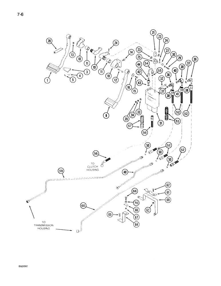 Схема запчастей Case IH 7150 - (7-006) - BRAKE PEDAL SYSTEM, P.I.N. JJA0028200 AND AFTER (07) - BRAKES