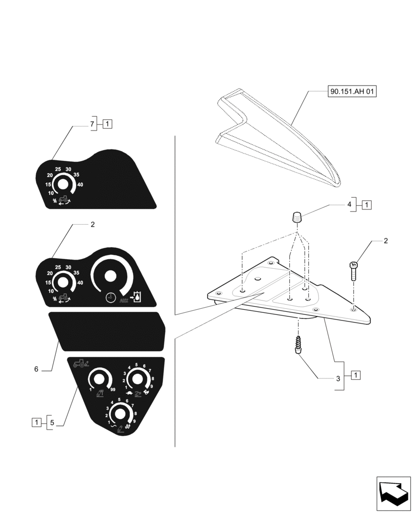 Схема запчастей Case IH PUMA 215 - (55.680.AO[02]) - RADAR - ARMREST CONTROL UNIT - COVERS AND CONTROLS (55) - ELECTRICAL SYSTEMS