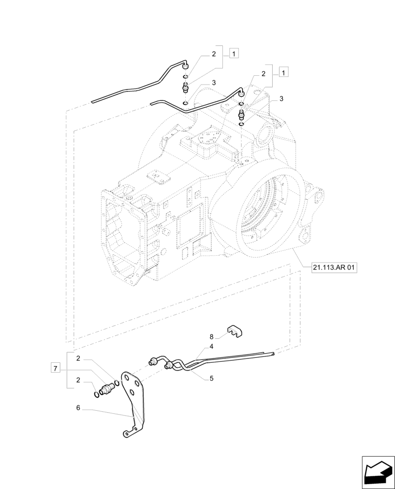 Схема запчастей Case IH PUMA 215 - (33.202.AP[01]) - BRAKE PIPING (33) - BRAKES & CONTROLS