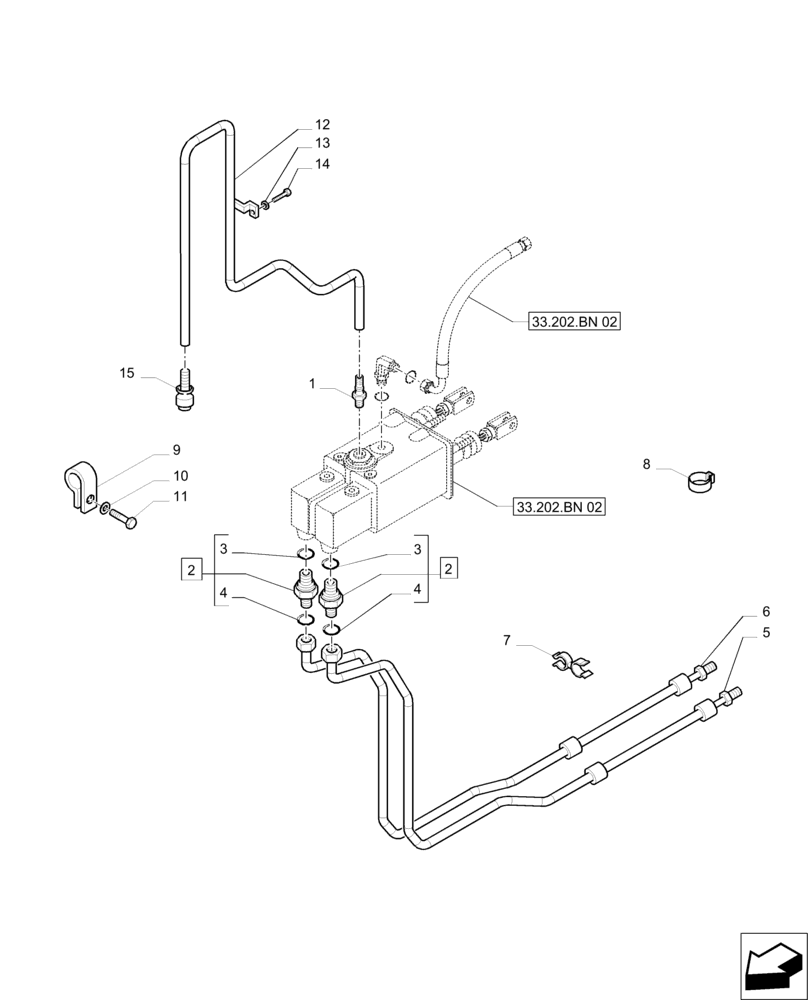 Схема запчастей Case IH PUMA 230 - (33.202.AP[02]) - BRAKE PEDALS - PIPES (33) - BRAKES & CONTROLS