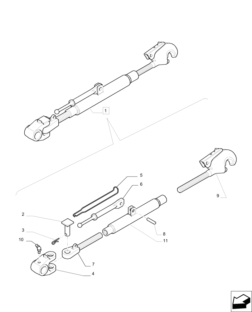 Схема запчастей Case IH PUMA 200 - (37.120.AA[01]) - TOP LINK ASSEMBLY “CBM” - BREAKDOWN (37) - HITCHES, DRAWBARS & IMPLEMENT COUPLINGS