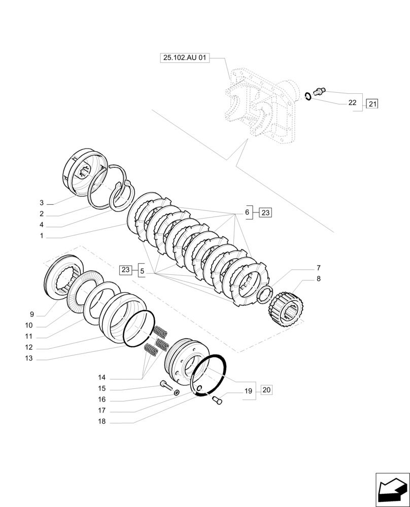 Схема запчастей Case IH PUMA 200 - (25.102.AE[01]) - FRONT AXLE - HYDRAULIC DIFFERENTIAL LOCK (25) - FRONT AXLE SYSTEM