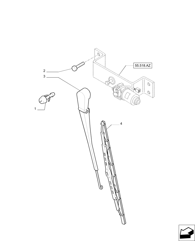 Схема запчастей Case IH PUMA 230 - (55.518.AW) - FRONT WINDSHIELD WIPER (55) - ELECTRICAL SYSTEMS