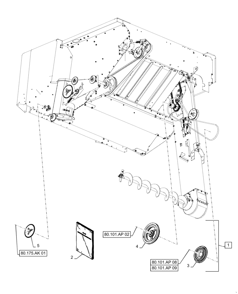 Схема запчастей Case IH 7230 - (88.100.80[01]) - DIA KIT, ELEVATOR, GRAIN TANK, REDUCTION (88) - ACCESSORIES