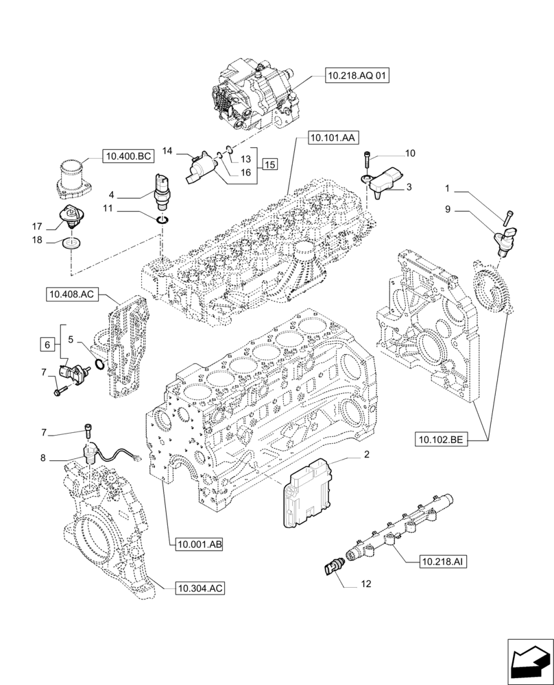 Схема запчастей Case IH PUMA 215 - (55.015.AA) - ELECTRONIC ENGINE SENSORS, SWITCHES AND CONTROL UNIT (55) - ELECTRICAL SYSTEMS