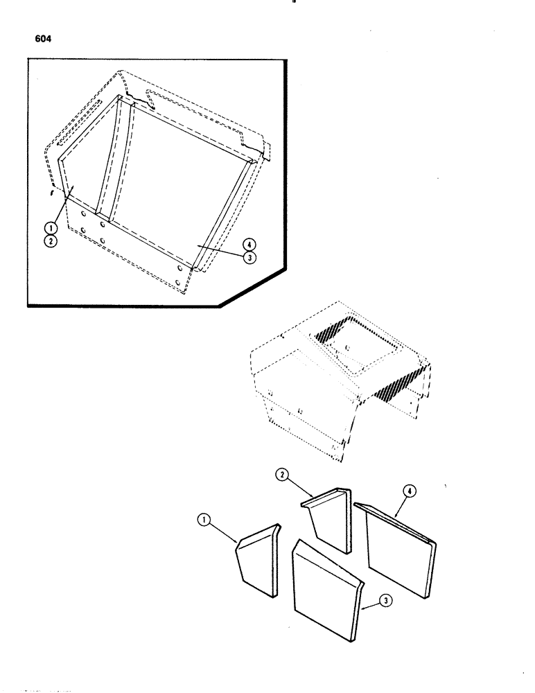 Схема запчастей Case IH 1070 - (0604) - CAB, INSULATION, REAR HOOD (09) - CHASSIS/ATTACHMENTS