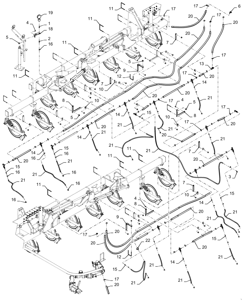 Схема запчастей Case IH NPX2800 - (63.100.AA[08]) - LIQUID PARTS, 2800 - 16, 15 CTR, HYD (63) - CHEMICAL APPLICATORS