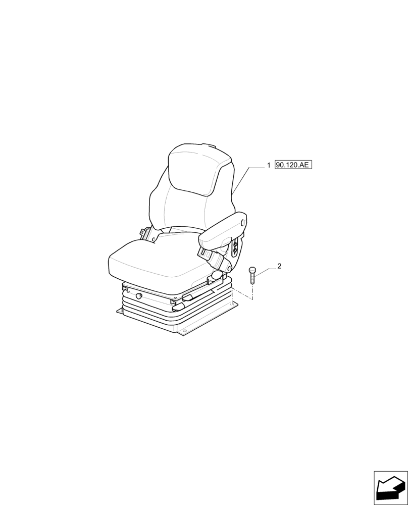 Схема запчастей Case IH PUMA 215 - (90.120.AD[01]) - DELUXE AIR SEAT WITH REELING SEAT BELT (90) - PLATFORM, CAB, BODYWORK AND DECALS