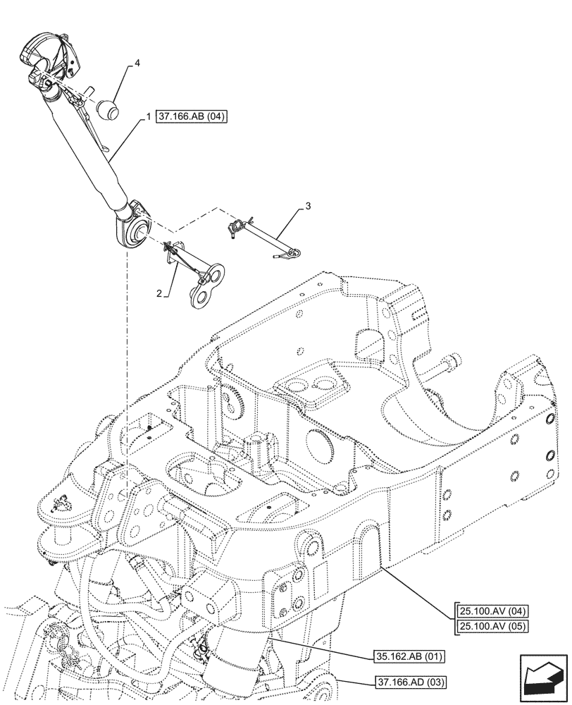 Схема запчастей Case IH MAXXUM 145 - (37.166.AB[03]) - VAR - 743699, 743700 - HITCH, FRONT, INTEGRATED HYDRAULIC LIFT, TOP LINK (37) - HITCHES, DRAWBARS & IMPLEMENT COUPLINGS