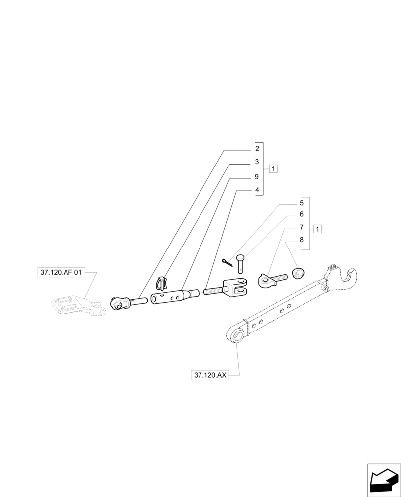 Схема запчастей Case IH PUMA 230 - (37.120.AF[02]) - LATERAL STABILIZERS “CBM” (37) - HITCHES, DRAWBARS & IMPLEMENT COUPLINGS