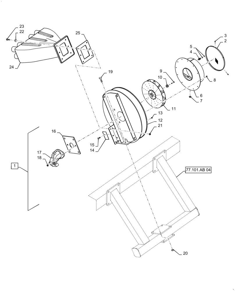 Схема запчастей Case IH 4765 - (77.101.AB[05]) - TOP FAN, 8 RUN DOUBLE SHOOT (77) - SEEDING/PLANTING