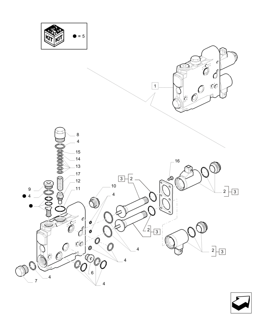 Схема запчастей Case IH PUMA 200 - (35.204.BE[01]) - EDC VALVE - BREAKDOWN (35) - HYDRAULIC SYSTEMS