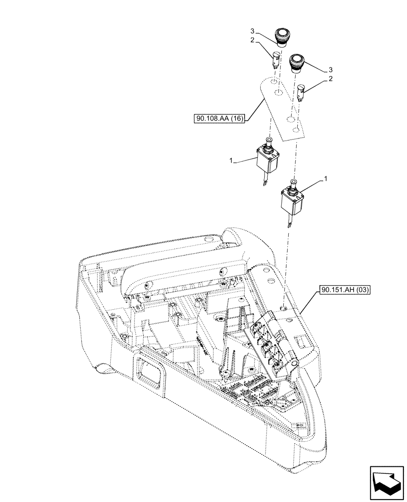 Схема запчастей Case IH MAXXUM 145 - (55.522.AB[02]) - VAR - 743700, 744790 - FRONT PTO, SWITCH (55) - ELECTRICAL SYSTEMS