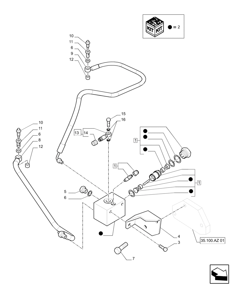 Схема запчастей Case IH PUMA 200 - (33.202.AP[03]) - BRAKE LOGIC VALVE AND PIPES - CANE VERSION (33) - BRAKES & CONTROLS