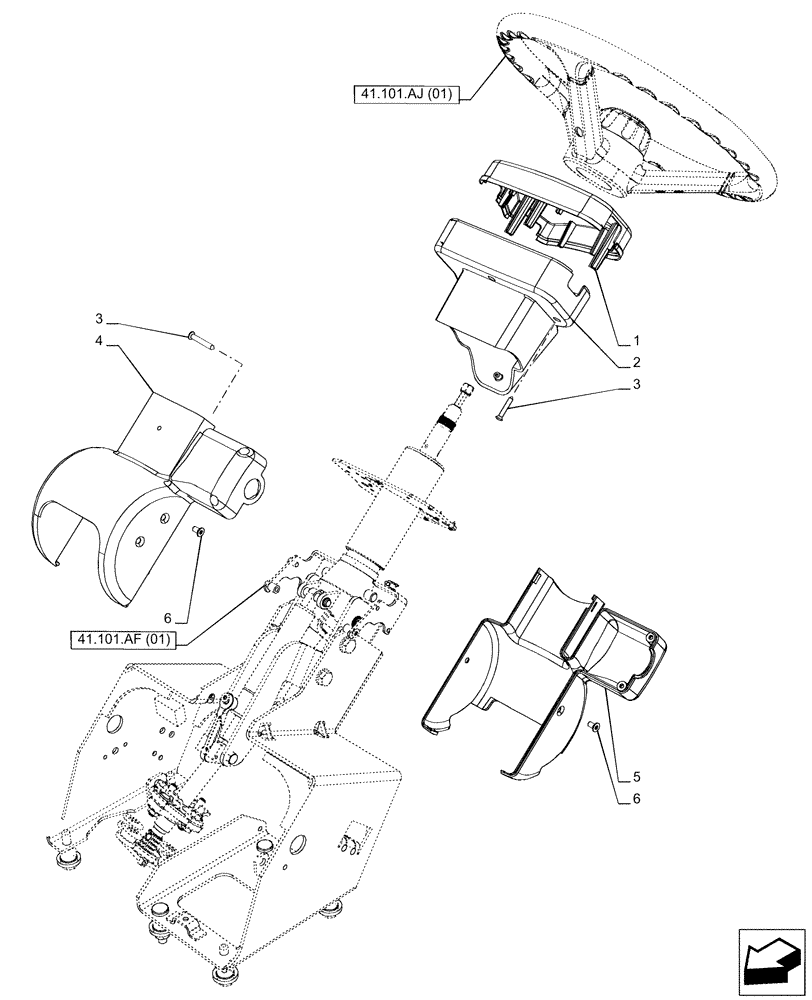 Схема запчастей Case IH PUMA 240 CVT - (41.101.AB[01]) - VAR - 391347, 758802, 758803, 758804, 758805, 758806, 758807, 758871 - STEERING COLUMN, COVERS (41) - STEERING