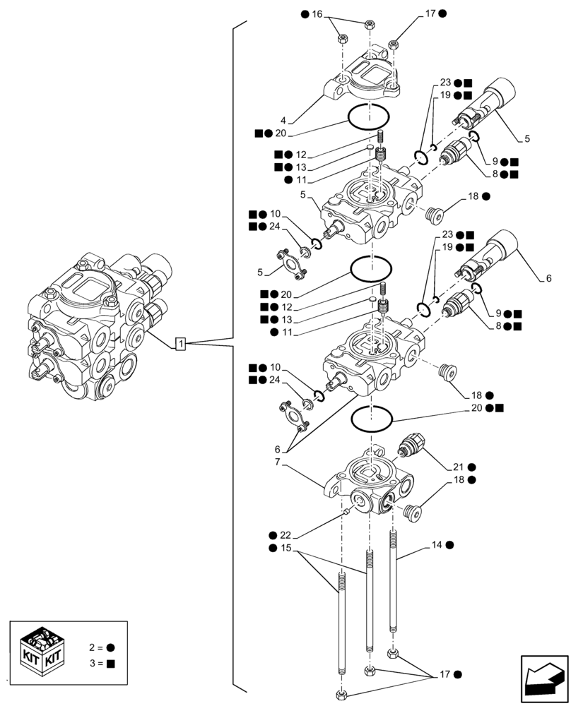 Схема запчастей Case IH MAXXUM 115 - (35.204.BS[12]) - VAR - 758344, 758443 - 2 MID-MOUNT CONTROL VALVES, MECHANICAL, COMPONENTS (35) - HYDRAULIC SYSTEMS