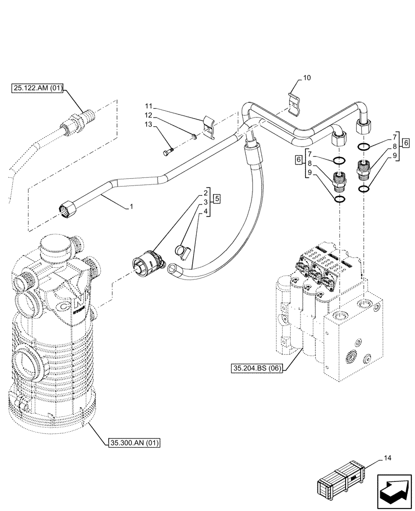 Схема запчастей Case IH MAXXUM 150 - (35.204.BX[05]) - VAR - 743690, 758354 - 3 MID-MOUNT CONTROL VALVES, ELECTRICAL, LINE (35) - HYDRAULIC SYSTEMS