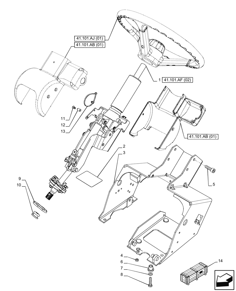 Схема запчастей Case IH PUMA 150 CVT - (41.101.AF[01]) - VAR - 391347, 758802, 758803, 758804, 758805, 758806, 758807, 758871 - STEERING COLUMN (41) - STEERING
