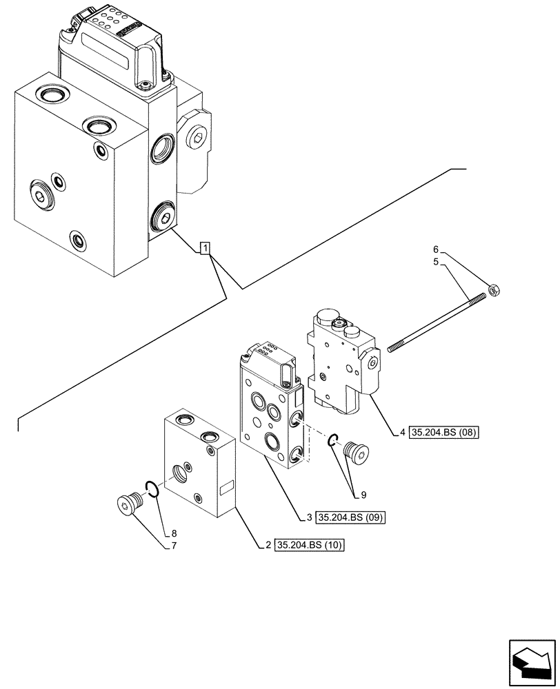 Схема запчастей Case IH MAXXUM 115 - (35.204.BS[03]) - VAR - 758445 - 1 MID-MOUNT CONTROL VALVE, ELECTRICAL, COMPONENTS (35) - HYDRAULIC SYSTEMS