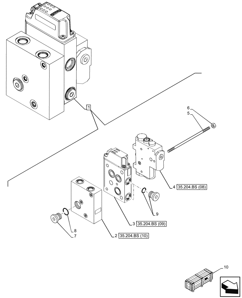 Схема запчастей Case IH MAXXUM 115 - (35.204.BS[03]) - VAR - 758445 - 1 MID-MOUNT CONTROL VALVE, ELECTRICAL, COMPONENTS (35) - HYDRAULIC SYSTEMS