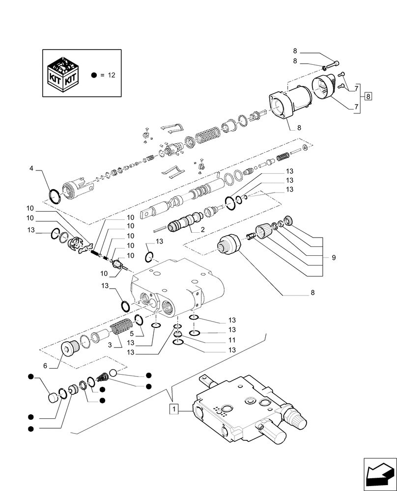 Схема запчастей Case IH PUMA 200 - (35.204.BE[03]) - VALVE CONTROL - BREAKDOWN (35) - HYDRAULIC SYSTEMS