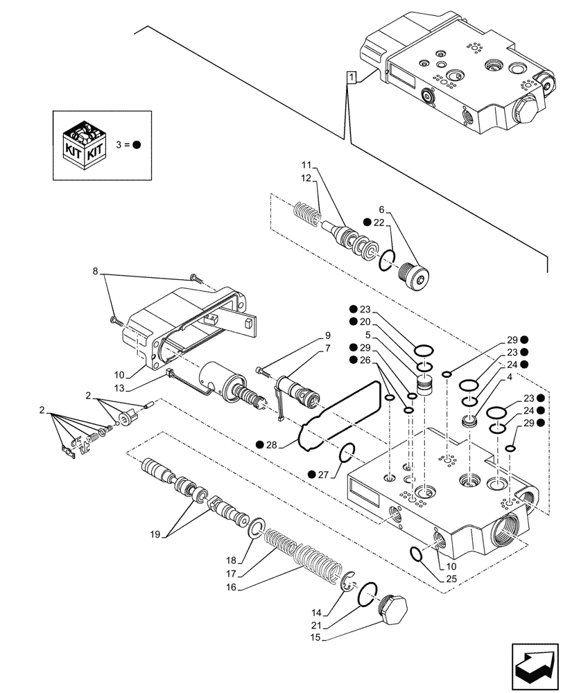 Схема запчастей Case IH MAXXUM 115 - (35.204.BS[09]) - VAR - 743689, 743690, 758352, 758353, 758354, 758445 - MID-MOUNT CONTROL VALVE, HYD VALVE SECTION, COMPONENTS (35) - HYDRAULIC SYSTEMS