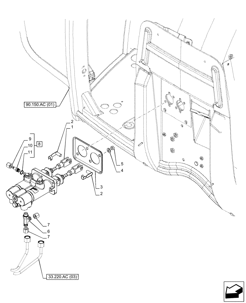 Схема запчастей Case IH PUMA 165 - (33.202.AR) - VAR - 391347, 758802, 758803, 758804, 758805, 758806, 758807, 758871 - BRAKE CYLINDER (33) - BRAKES & CONTROLS