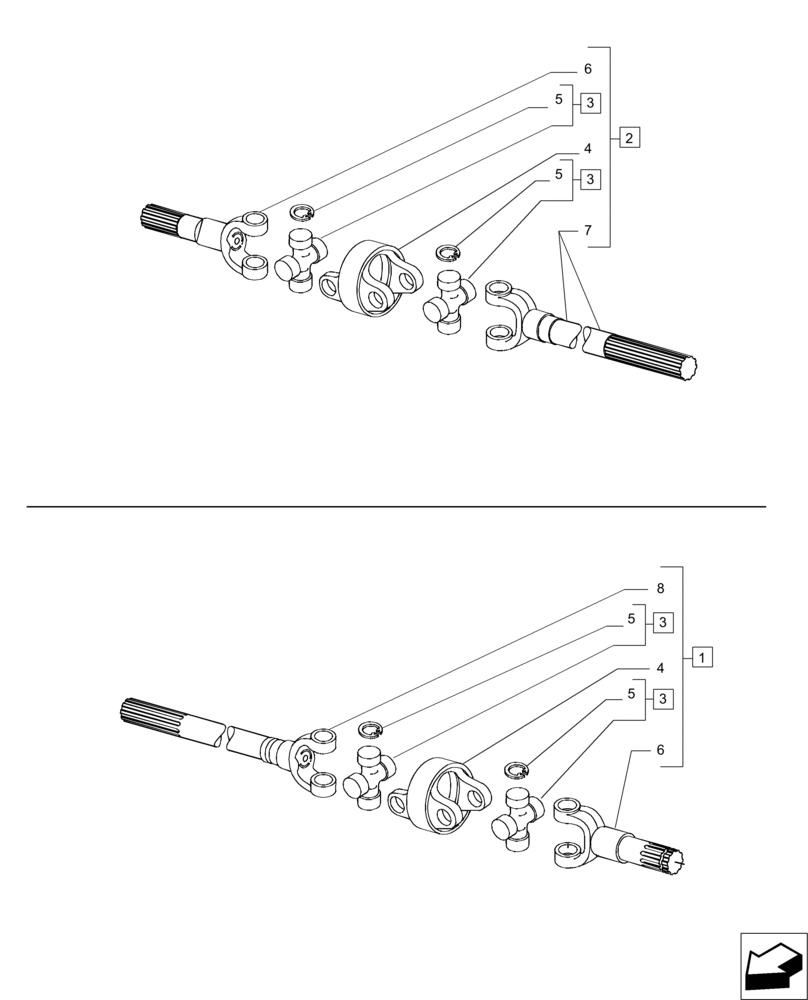 Схема запчастей Case IH PUMA 200 - (25.108.AA[02]) - FRONT AXLE - AXLE-SHAFT ARTICULATED - BREAKDOWN (25) - FRONT AXLE SYSTEM