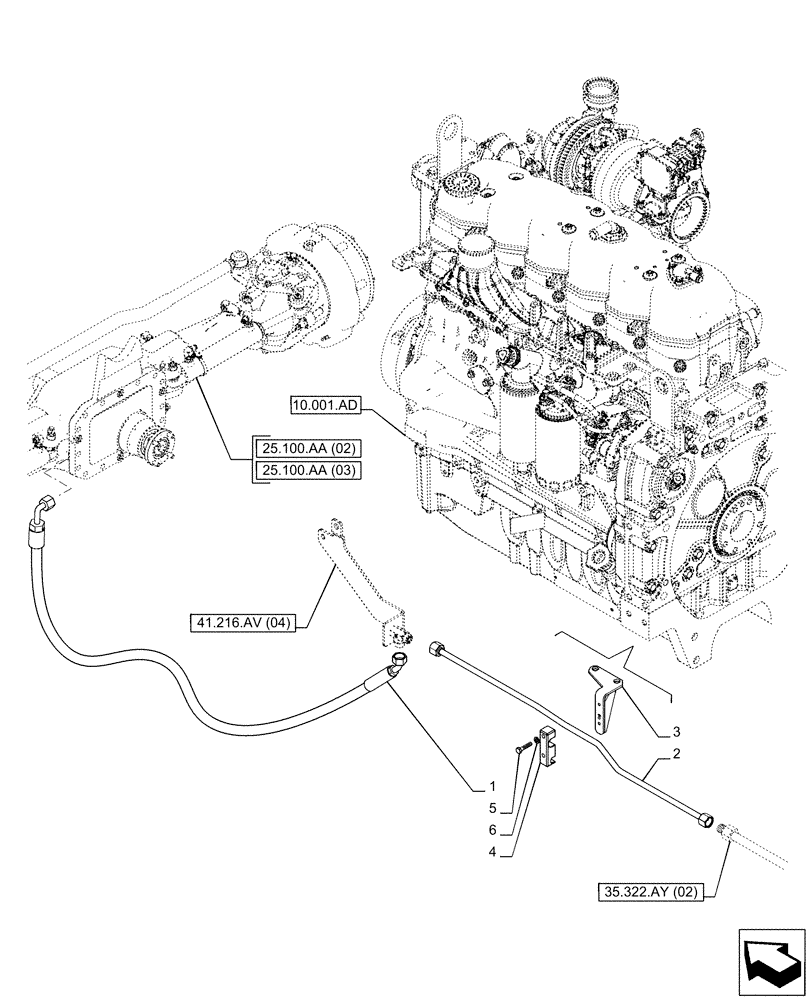 Схема запчастей Case IH PUMA 200 - (25.102.AT[03]) - VAR - 337416, 758048, 758049 - FRONT AXLE, SUSPENDED, DIFFERENTIAL LOCK, LINE (25) - FRONT AXLE SYSTEM