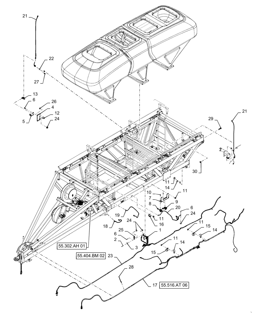 Схема запчастей Case IH 4585 - (55.516.AA[06]) - 555, 580 BUSHEL TOW BETWEEN ELECTRICAL (55) - ELECTRICAL SYSTEMS